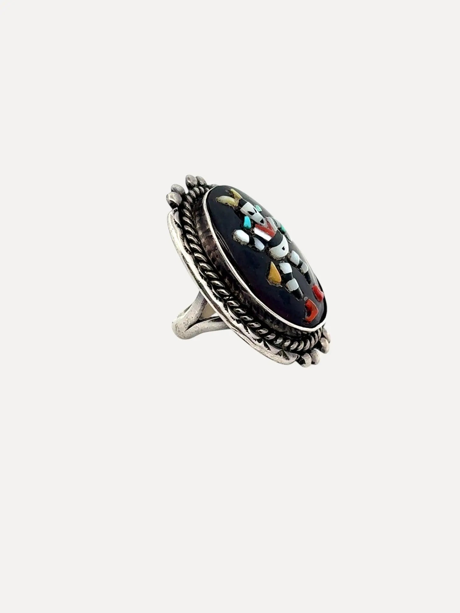 Augustine and Rosalie Pinto clown kachina Ring Augustine and Rosalie Pinto clown kachina Ring Native American Collection Native American Collection  Squash Blossom Vail