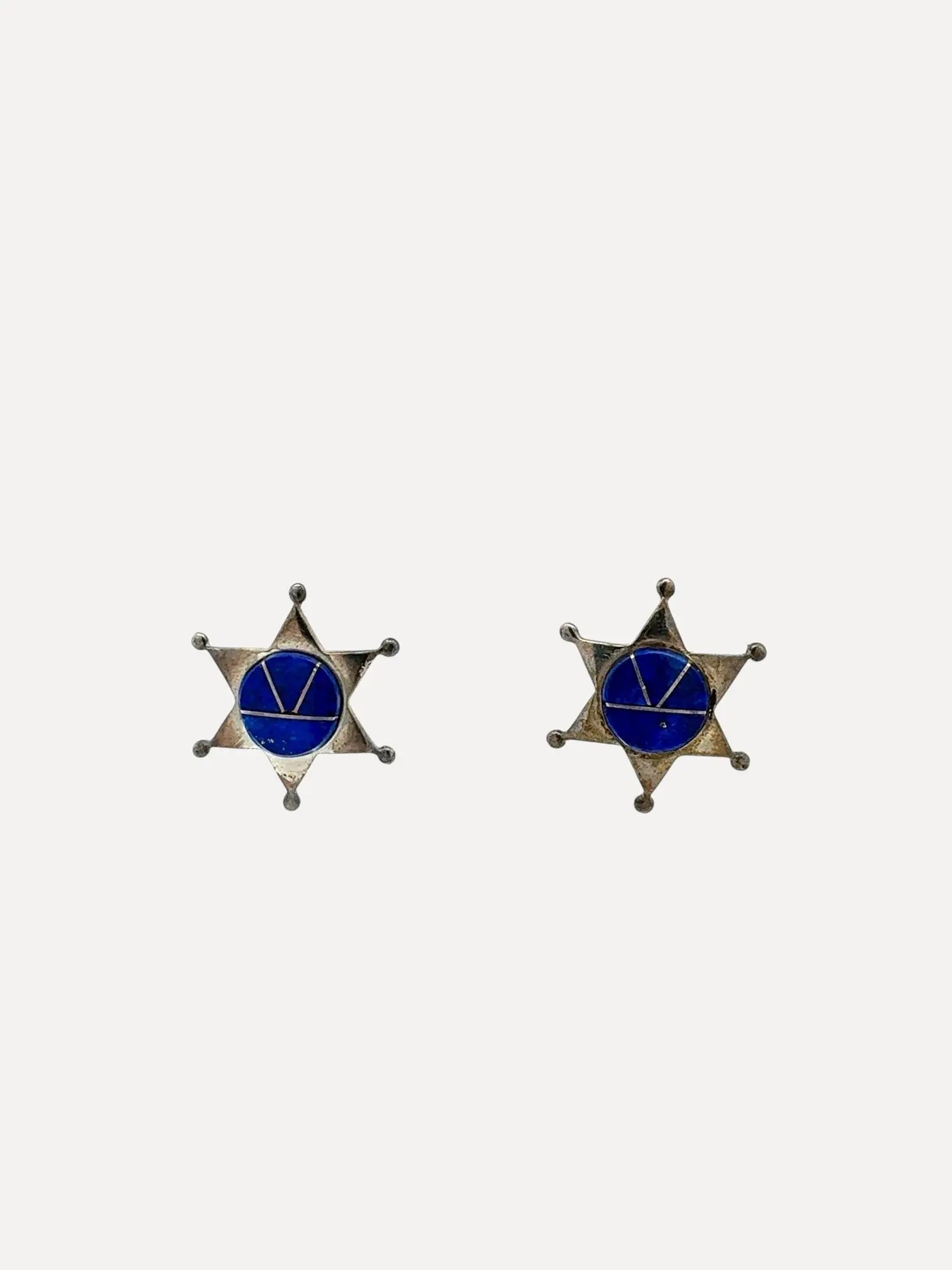BG Mudd Shop, Lapis Inlay sheriff's badge studs BG Mudd Shop, Lapis Inlay sheriff's badge studs Native American Collection Native American Collection  Squash Blossom Vail