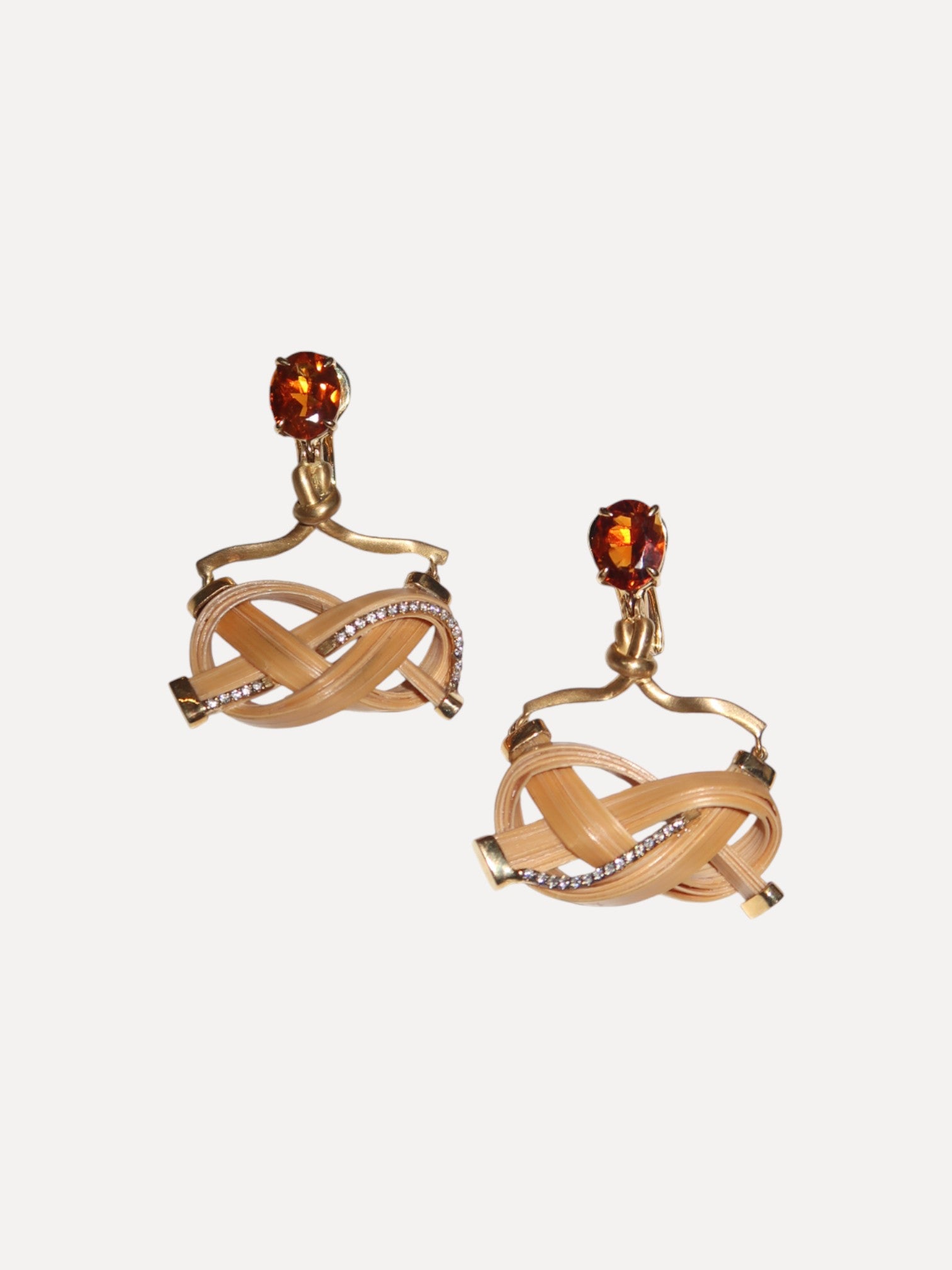 Bamboo earrings with diamond and citrine earrings Bamboo earrings with diamond and citrine earrings Silvia Furmanovich Silvia Furmanovich  Squash Blossom Vail