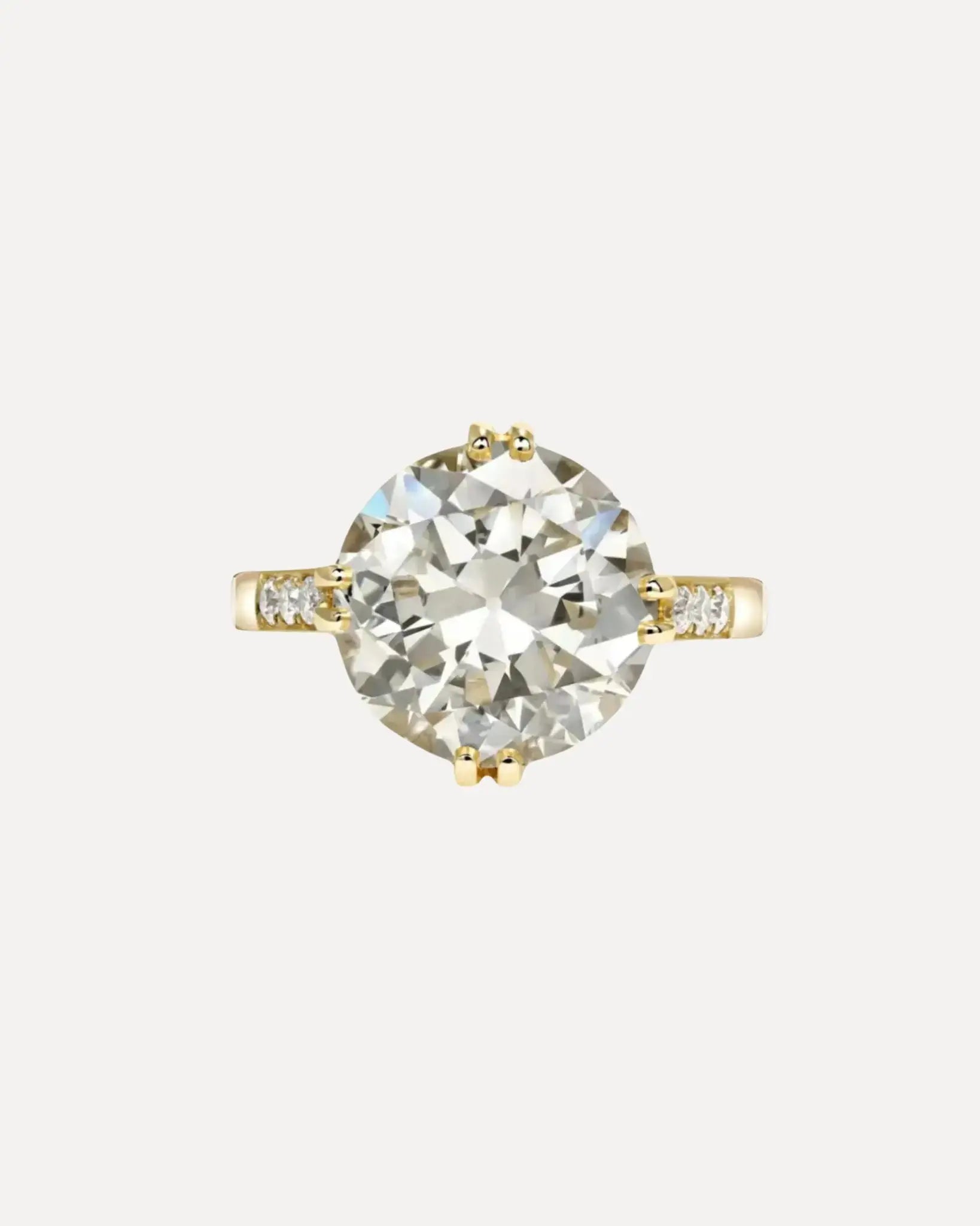 18k Yellow Gold European Cut Diamond Engagement Ring by Single Stone
