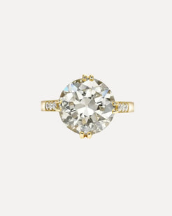 18k Yellow Gold European Cut Diamond Engagement Ring by Single Stone