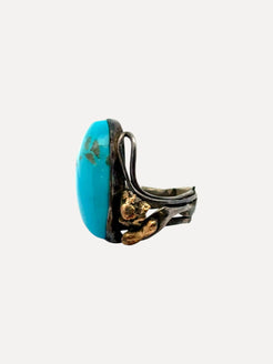 Bisbee Bob Ring with Copper Accents (cracked stone) Bisbee Bob Ring with Copper Accents (cracked stone) Native American Collection Native American Collection  Squash Blossom Vail