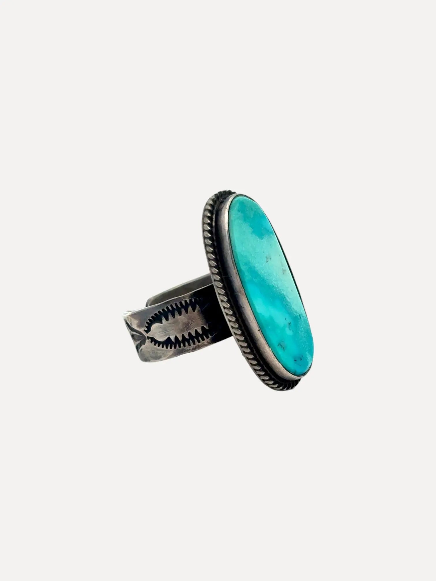 Blue Gem Ring by Nila Johnson, Sterling Blue Gem Ring by Nila Johnson, Sterling Native American Collection Native American Collection  Squash Blossom Vail