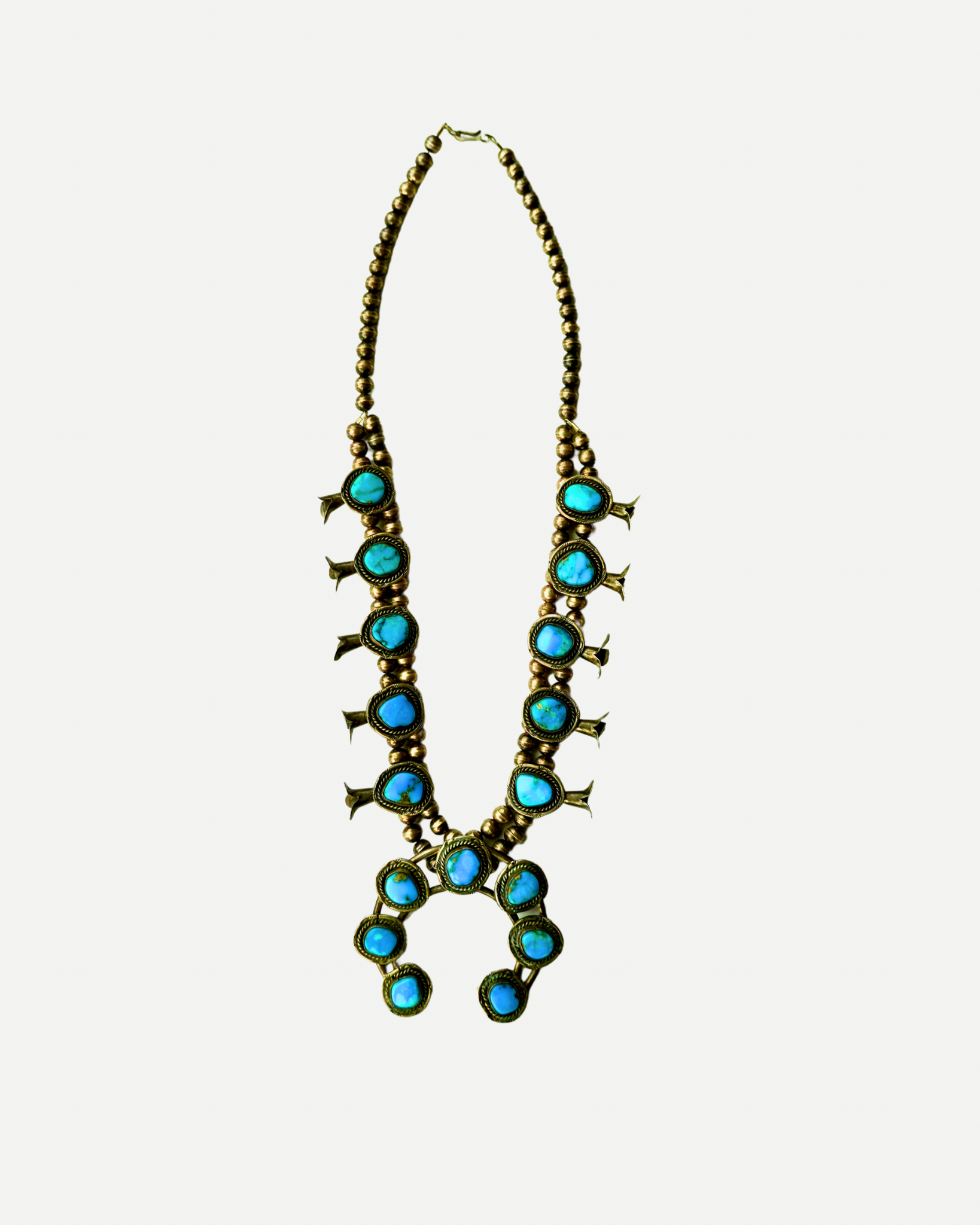 A sterling silver and blue gem turquoise ladies necklace by Native American