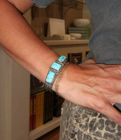 Blue Gem Turquoise Cuff Blue Gem Turquoise Cuff Native American Collection Native American Collection  Squash Blossom Vail