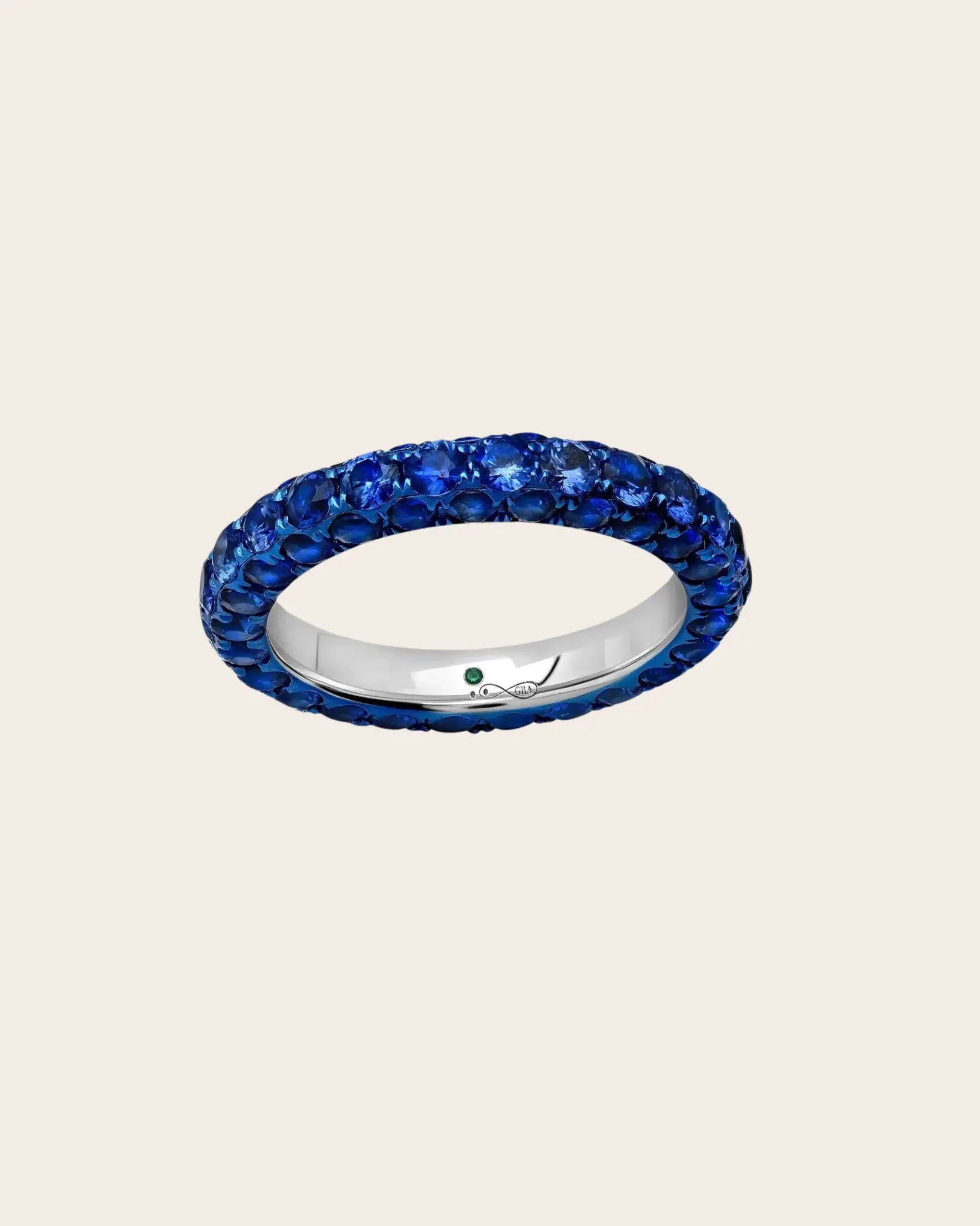 Blue Rhodium Blue Sapphire 3 Sided Band Ring Blue Rhodium Blue Sapphire 3 Sided Band Ring Graziela Gems Graziela Gems  Squash Blossom Vail