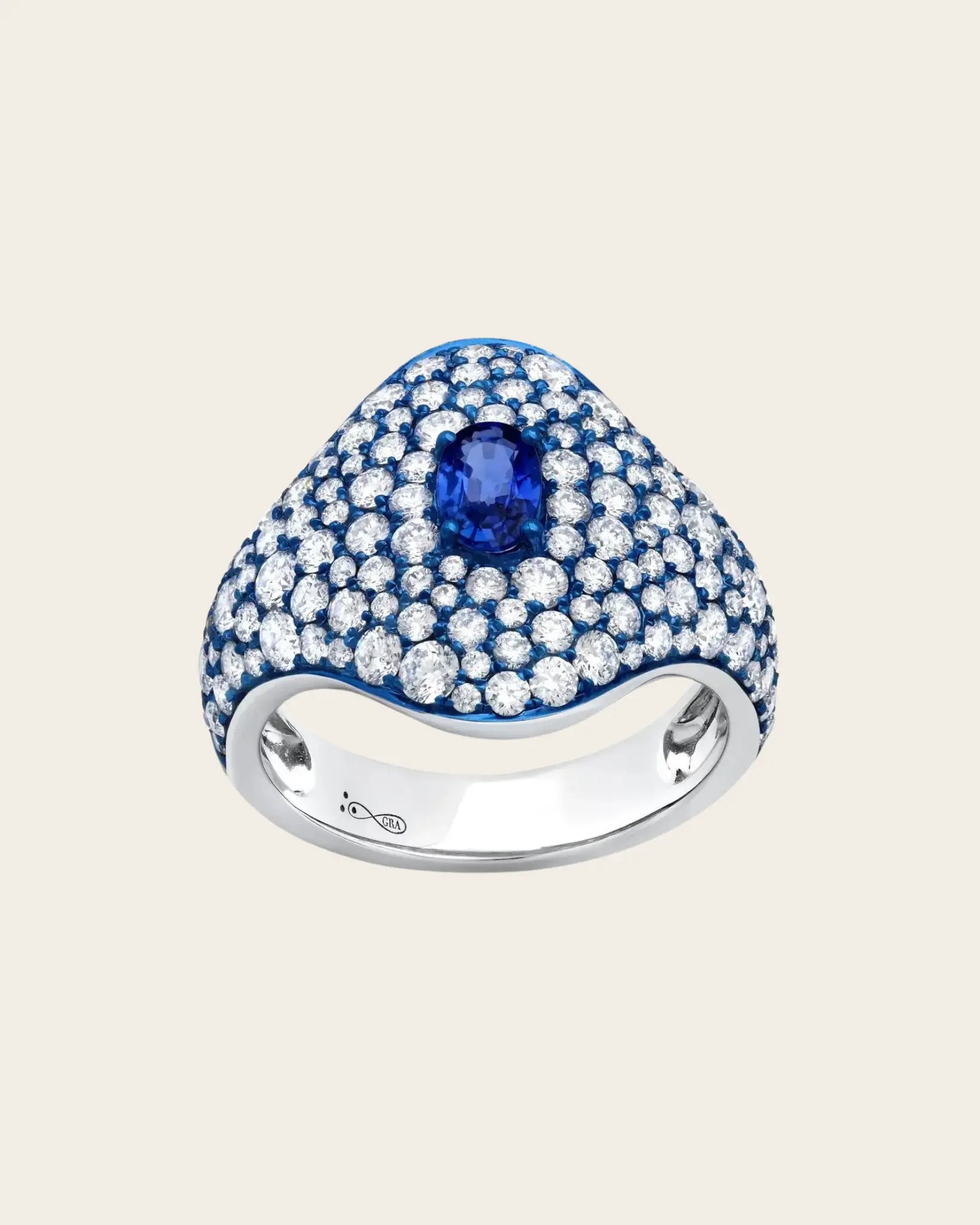 Blue Rhodium, Blue Sapphire & Diamond Ring Blue Rhodium, Blue Sapphire & Diamond Ring Graziela Gems Graziela Gems  Squash Blossom Vail