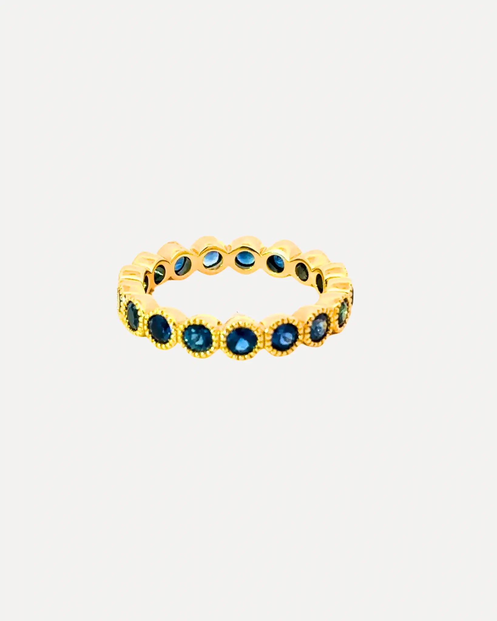 Blue Sapphire Bezel Eternity Band Blue Sapphire Bezel Eternity Band Squash Blossom Original Squash Blossom Original  Squash Blossom Vail