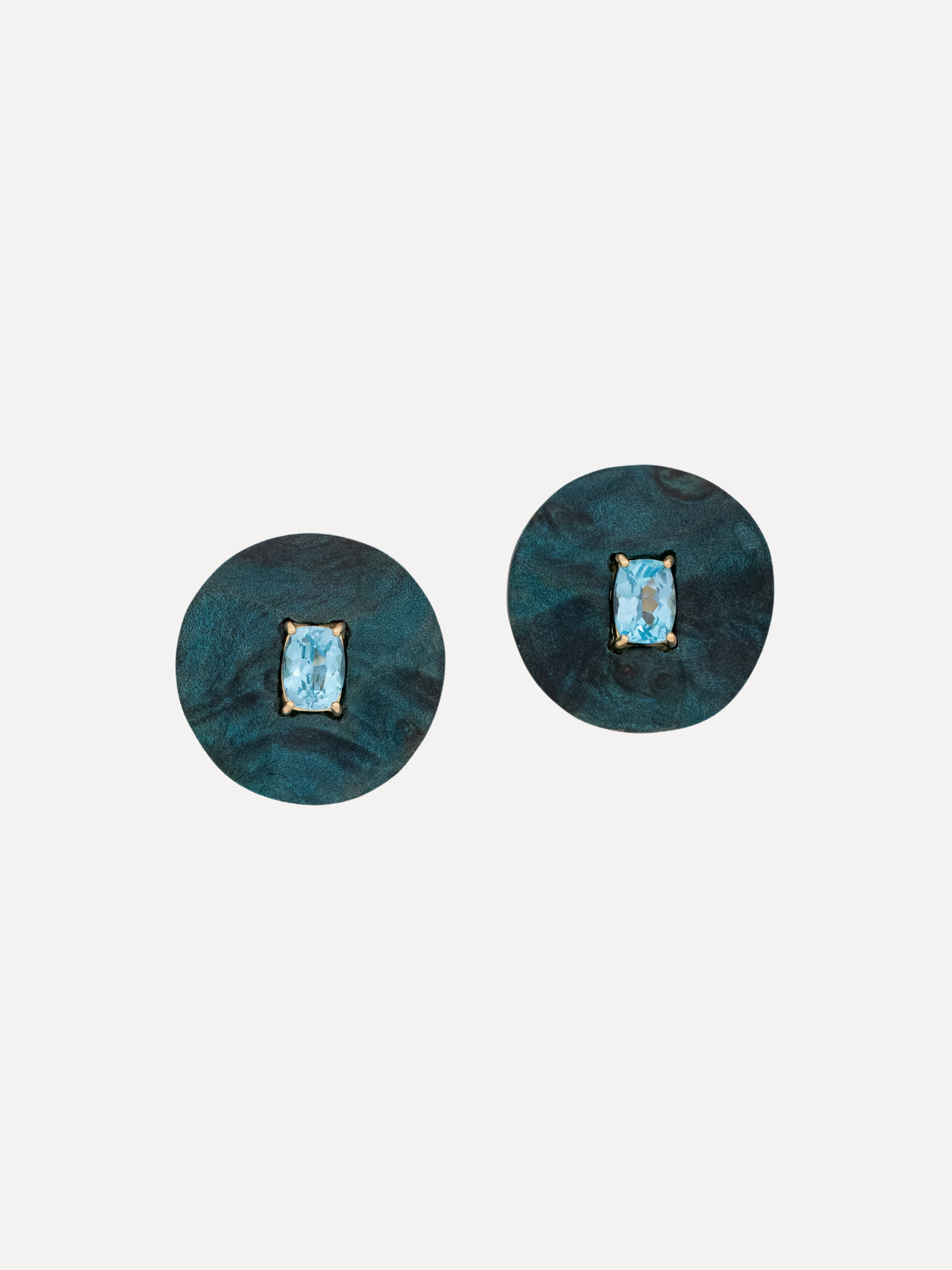 Blue Topaz Earrings in Stabilized Wood