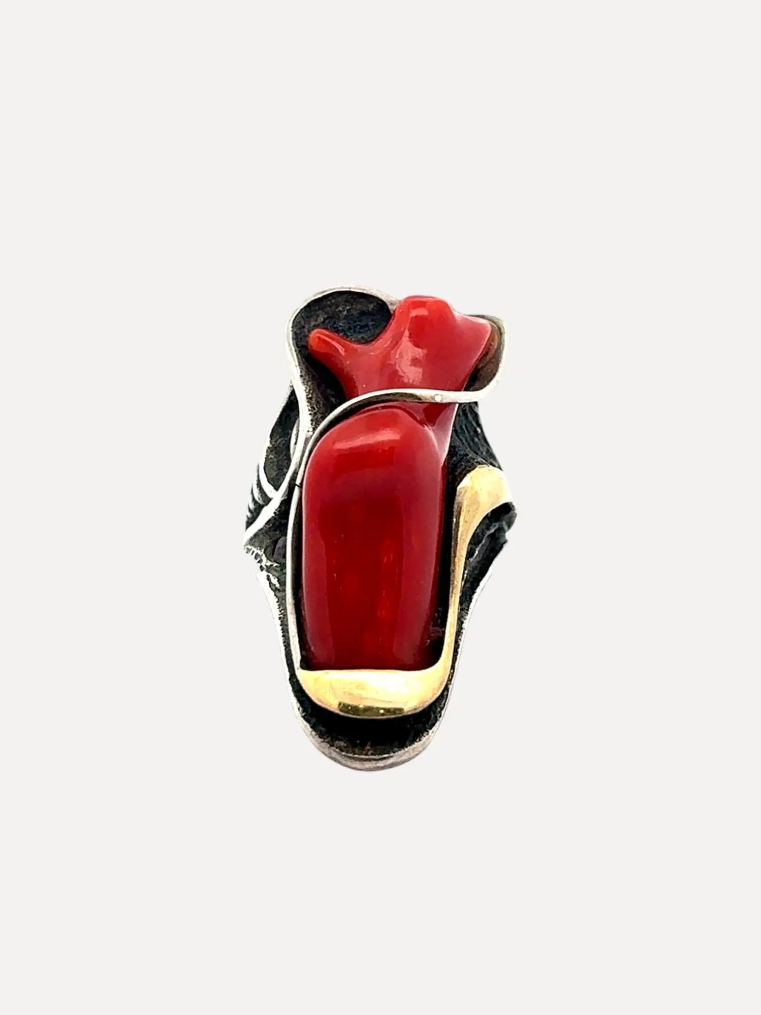 Branch Coral Ring, Sterling with Gold accent Branch Coral Ring, Sterling with Gold accent Native American Collection Native American Collection  Squash Blossom Vail