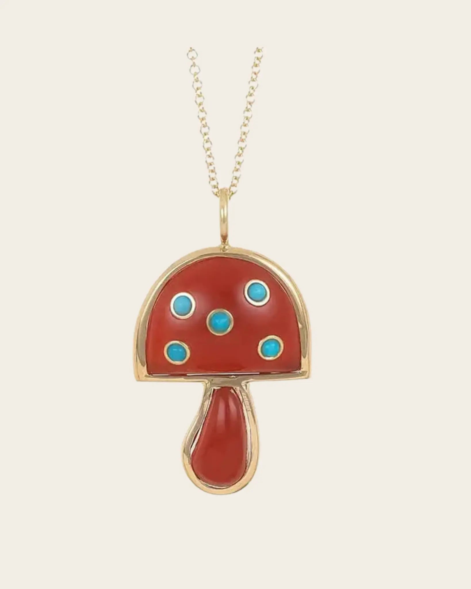Brent Neale Carnelian and Turquoise Mini Mushroom Necklace Brent Neale Carnelian and Turquoise Mini Mushroom Necklace Brent Neale Brent Neale  Squash Blossom Vail