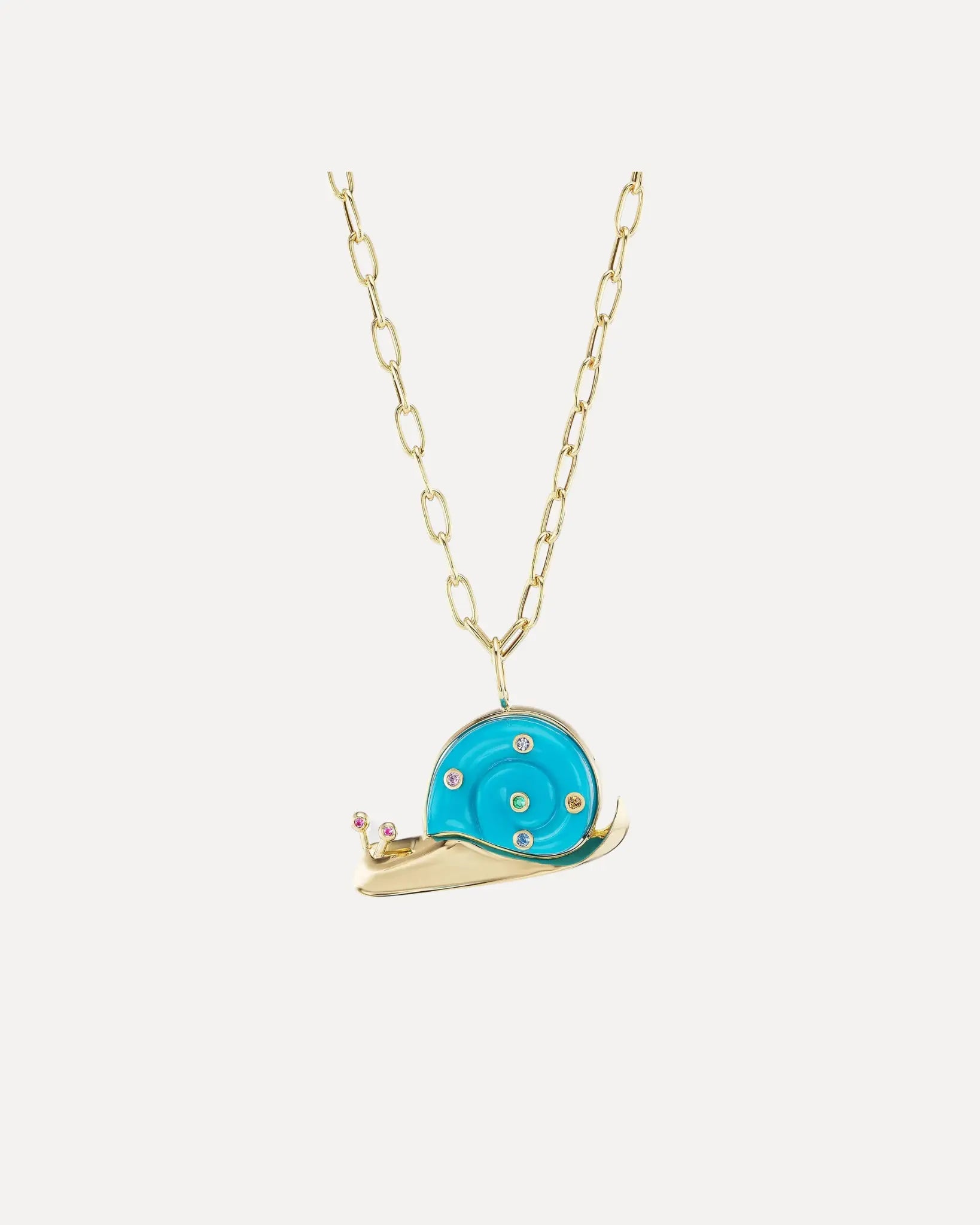 Brent Neale Large Snail Pendant with Turquoise on Chain