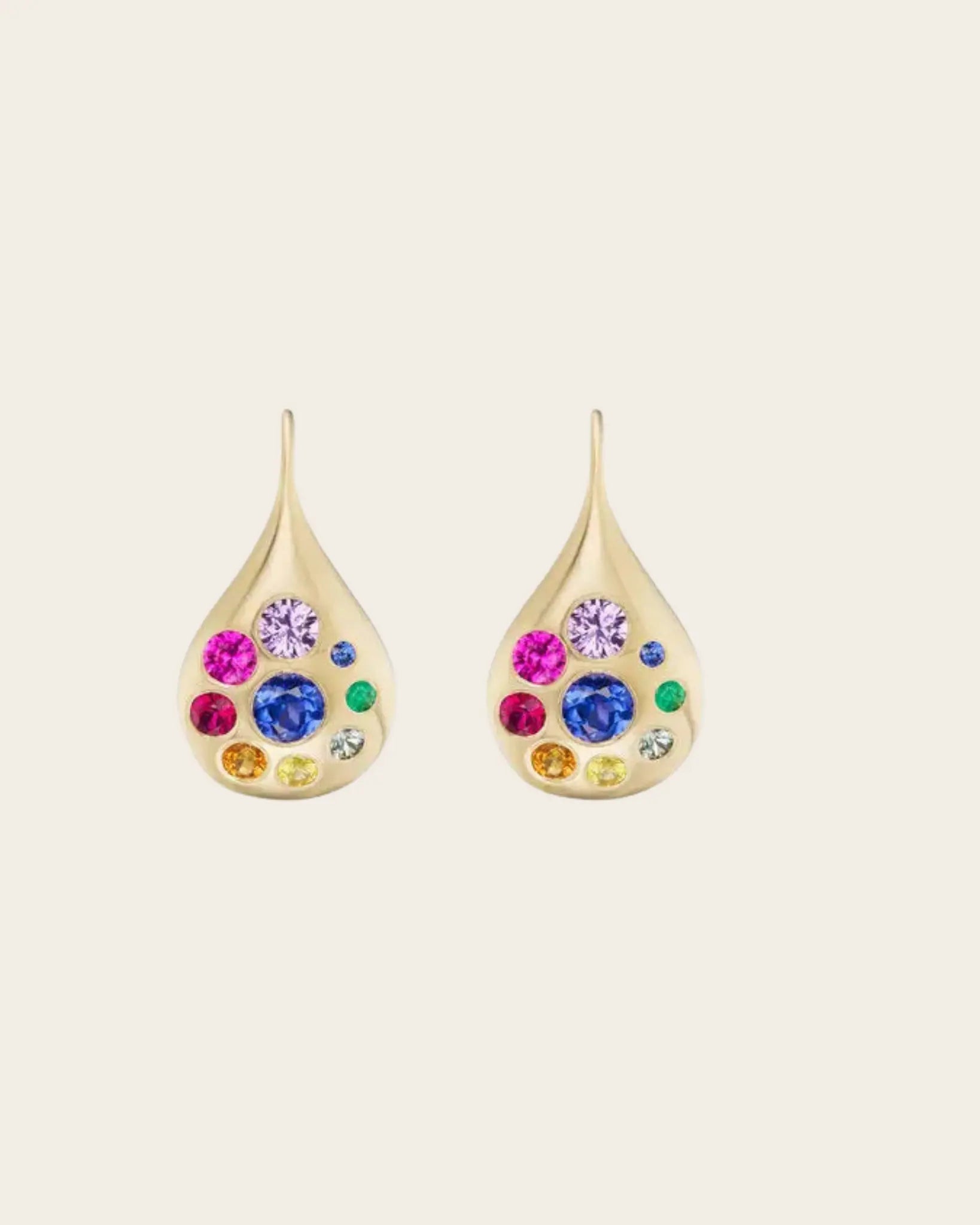 Brent Neale Medium Petal Drop Earrings with Rainbow Sapphire & Emerald Brent Neale Medium Petal Drop Earrings with Rainbow Sapphire & Emerald Brent Neale Brent Neale  Squash Blossom Vail