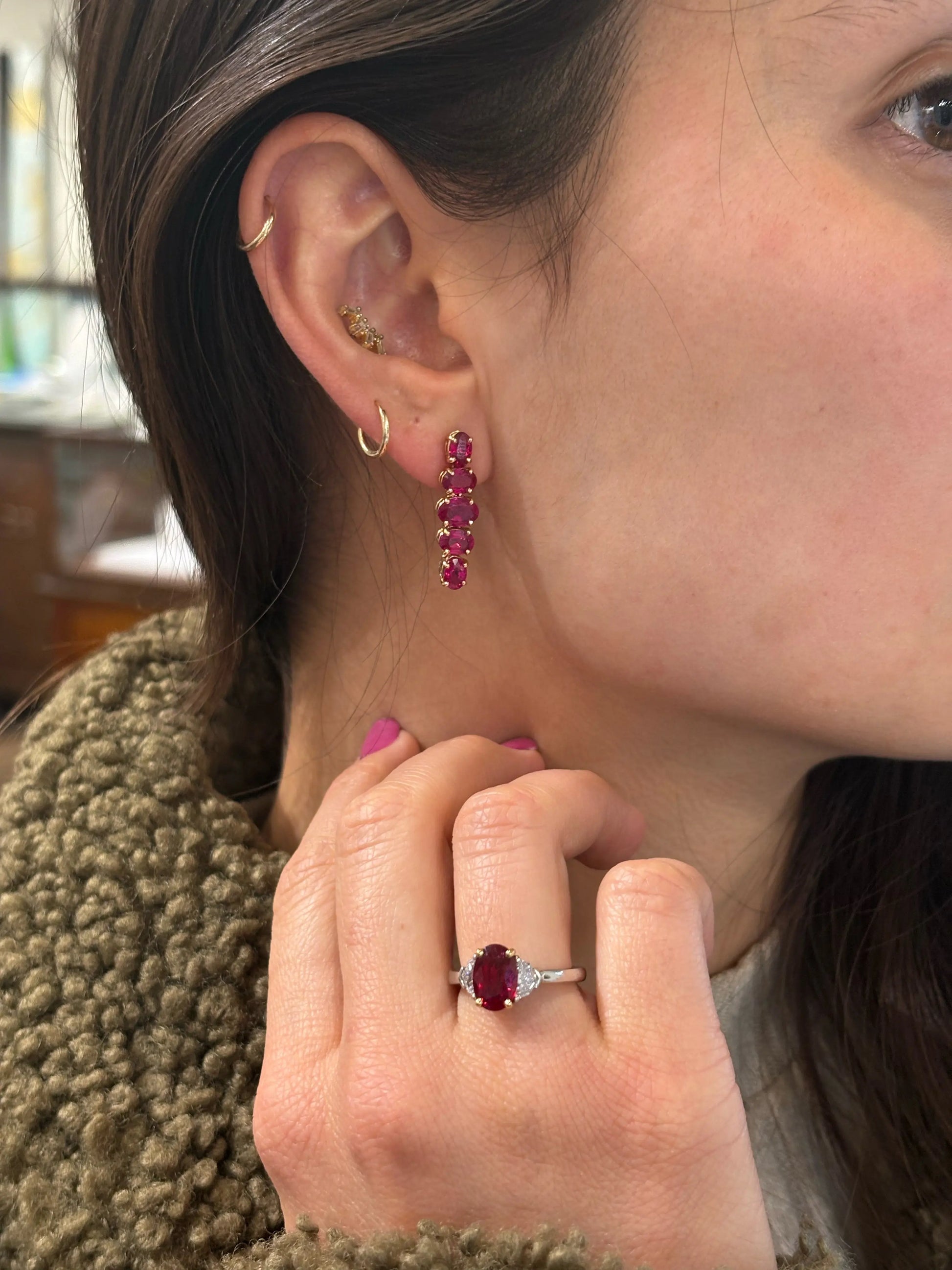 Burmese Ruby Earrings Burmese Ruby Earrings Bayco Bayco  Squash Blossom Vail