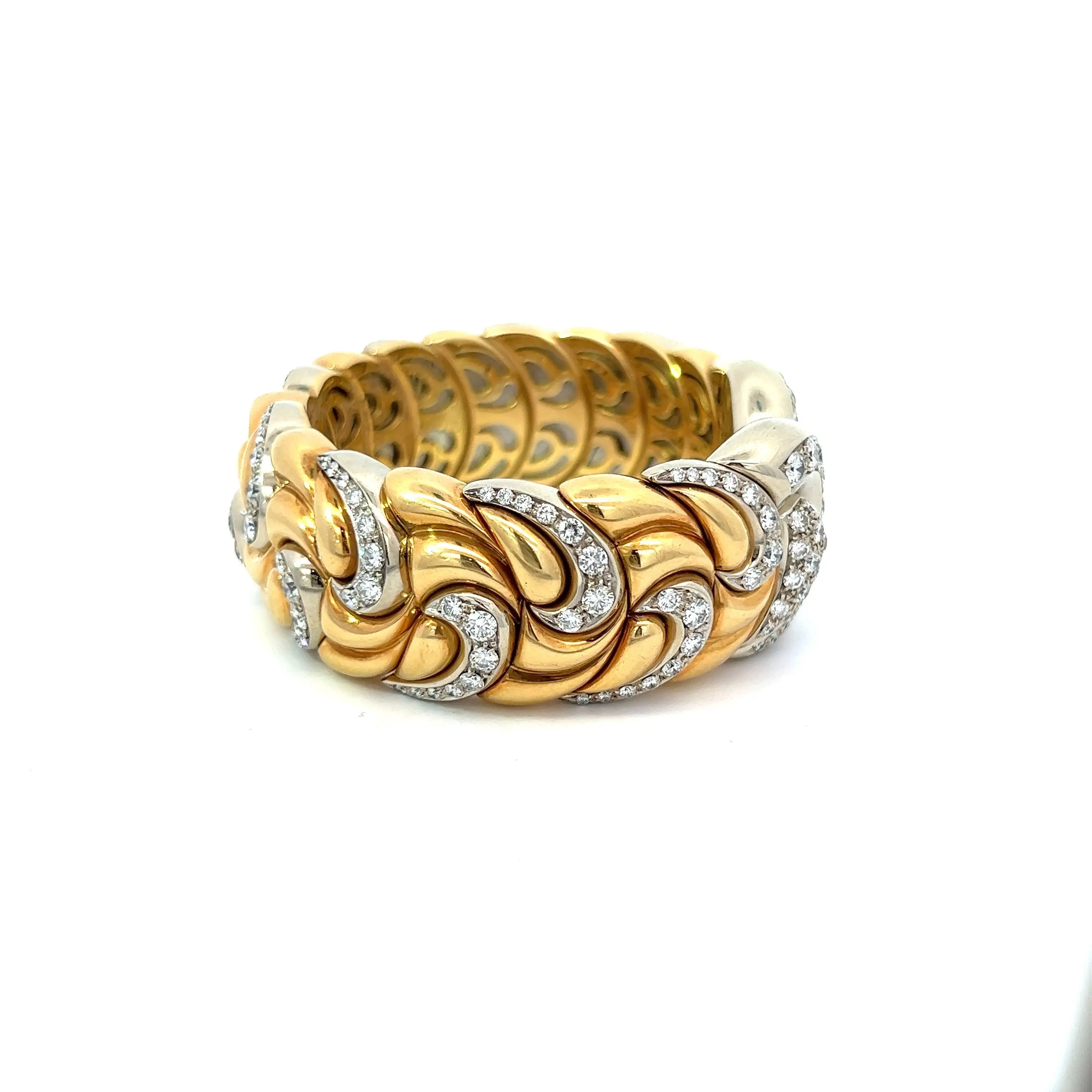 Ladies 18k Gold & Diamond Chopard Cuff Bracelet