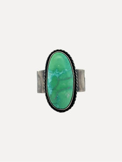 Carico Lake Turquoise Ring by Nila Johnson, Sterling Carico Lake Turquoise Ring by Nila Johnson, Sterling Native American Collection Native American Collection  Squash Blossom Vail
