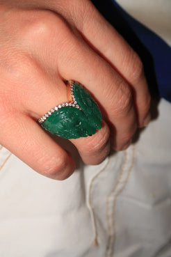 Carved Green Dumortierite Feather Ring Carved Green Dumortierite Feather Ring Silvia Furmanovich Silvia Furmanovich  Squash Blossom Vail