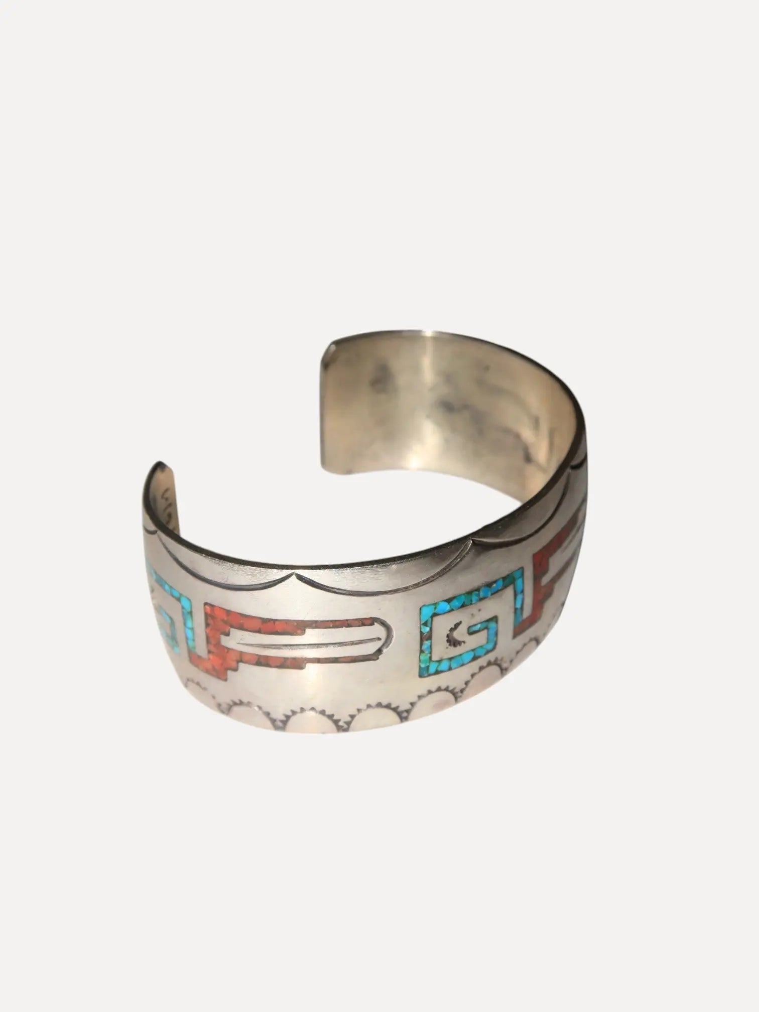 Chip Inlay Cuff stamped J.TOM Chip Inlay Cuff stamped J.TOM Native American Collection Native American Collection  Squash Blossom Vail