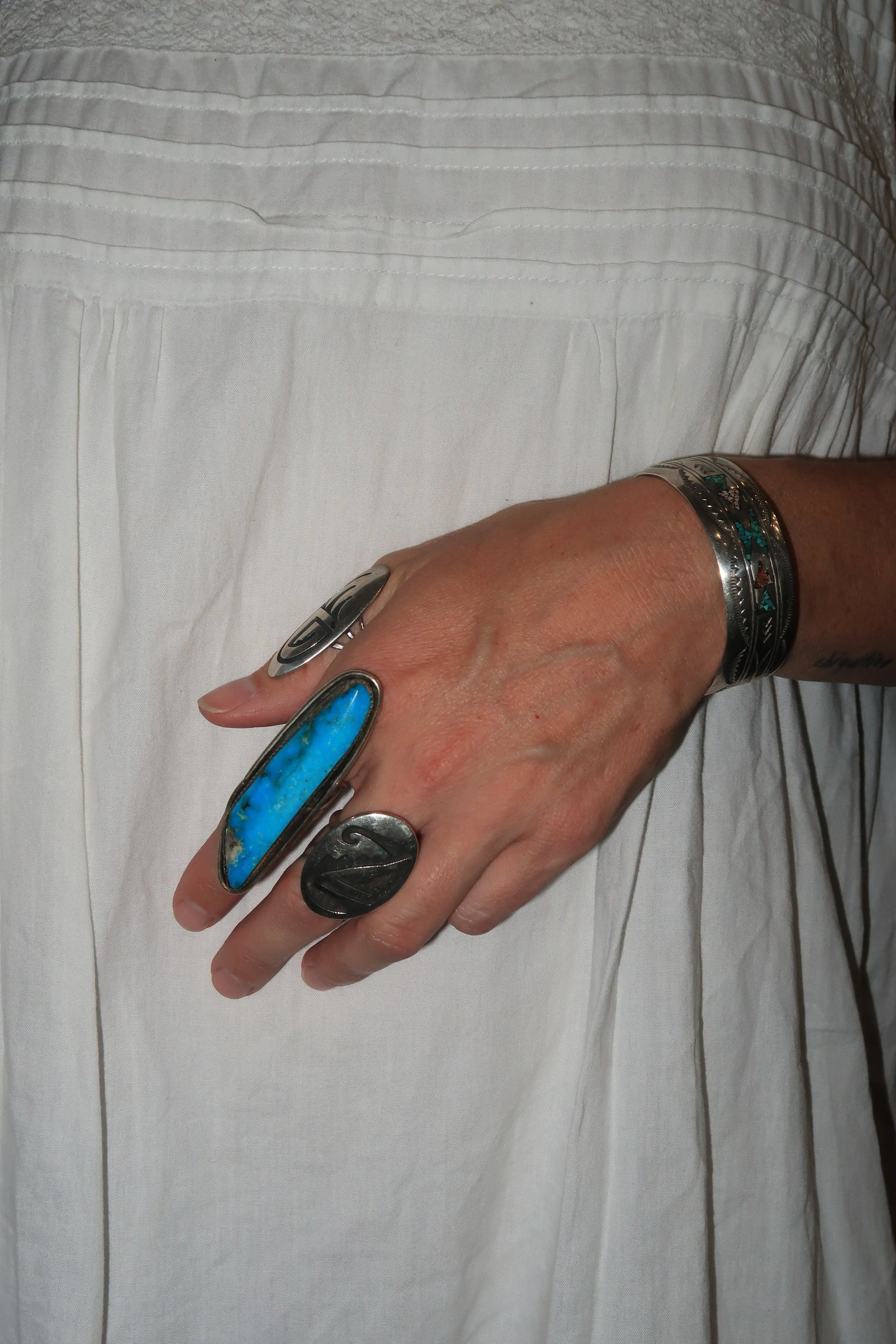 Chip Inlay Cuff stamped J.TOM Chip Inlay Cuff stamped J.TOM Native American Collection Native American Collection  Squash Blossom Vail