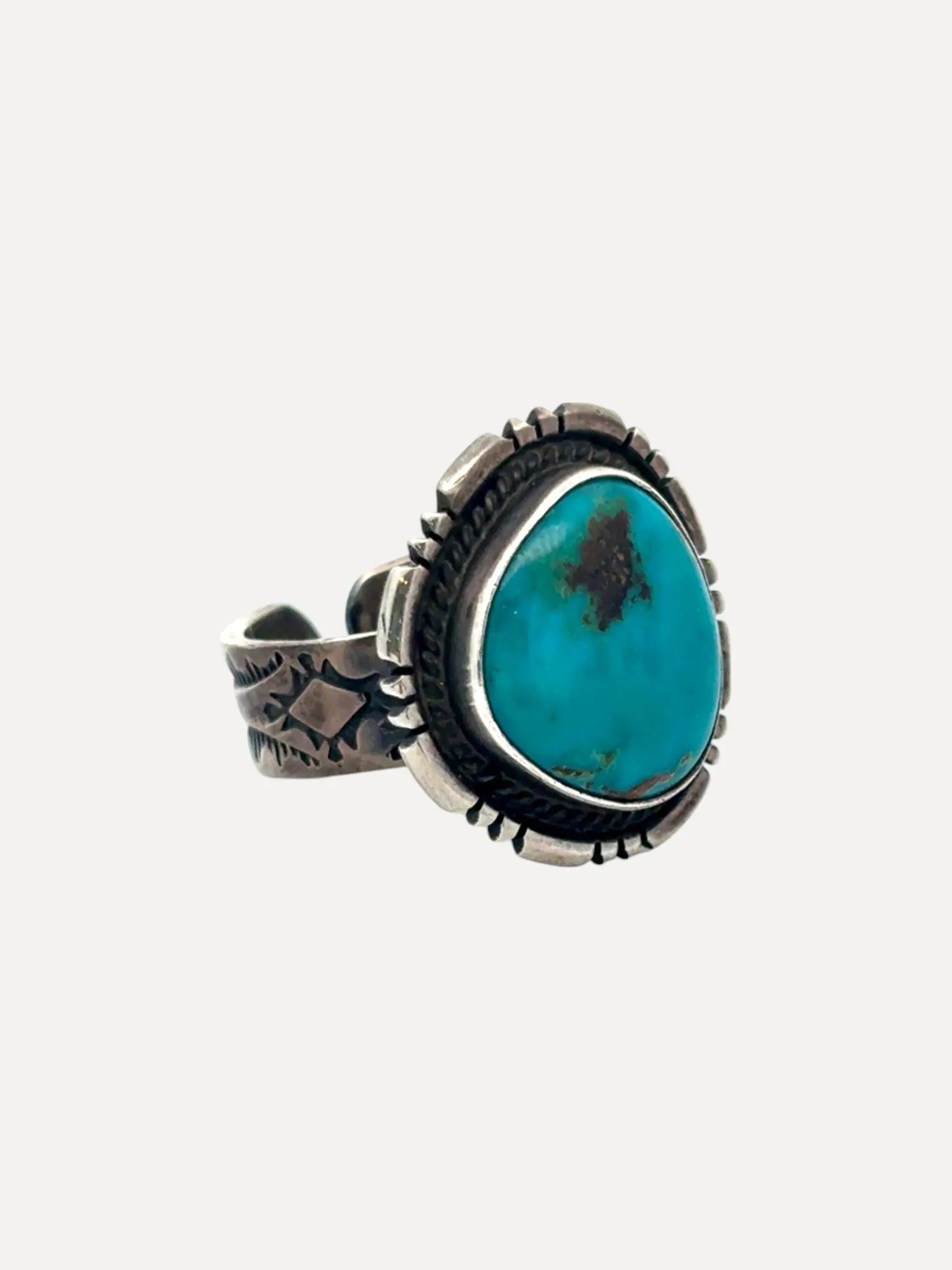 Circle Blue Gem Turquoise Ring Circle Blue Gem Turquoise Ring Native American Collection Native American Collection  Squash Blossom Vail