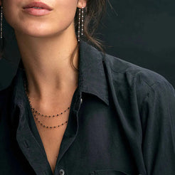 Classic Gigi Black resin yellow gold necklace - Squash Blossom Vail
