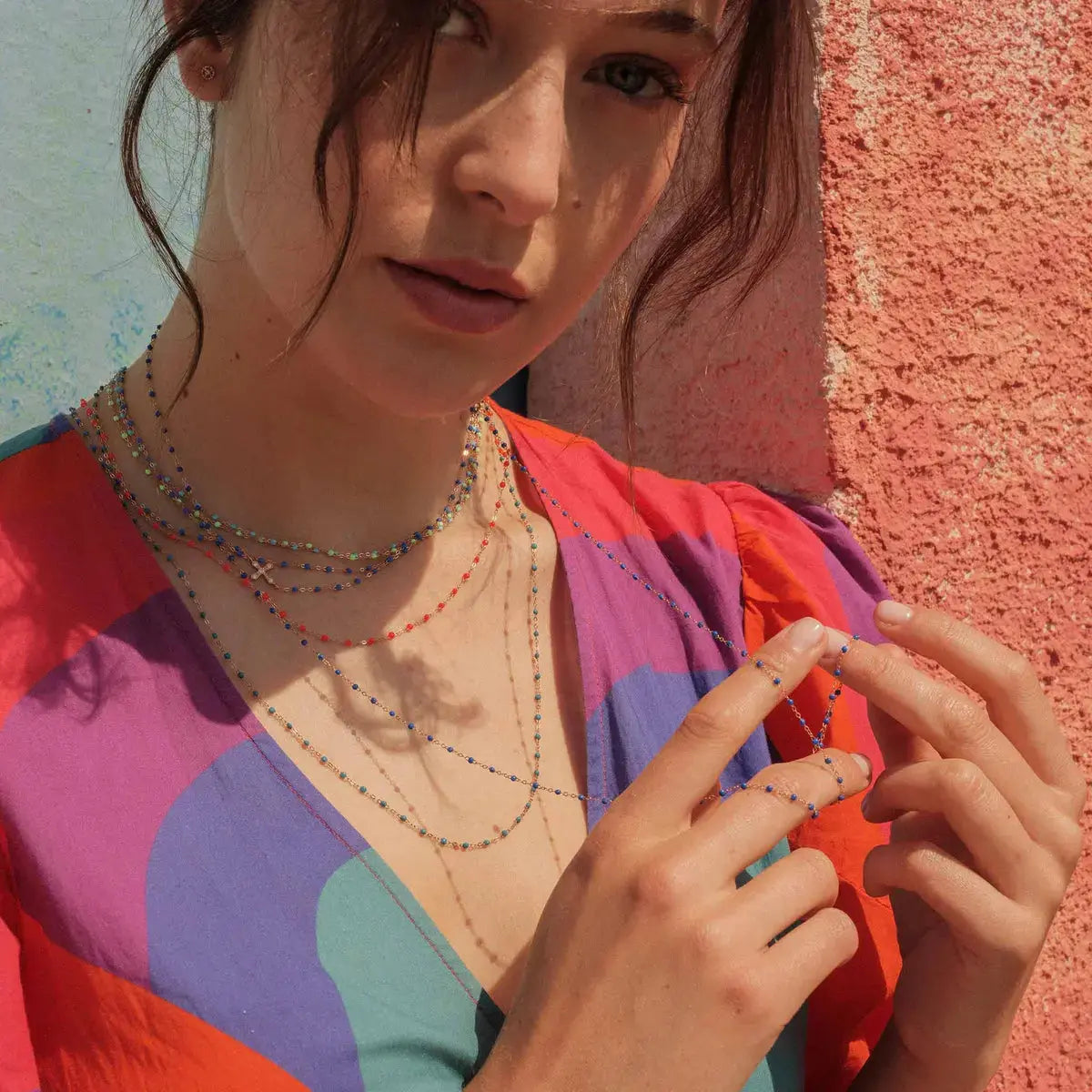 Classic Gigi Coral resin yellow gold necklace - Squash Blossom Vail