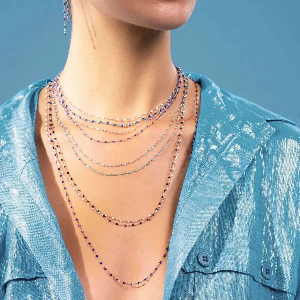 Classic Gigi Lapis resin yellow gold necklace - Squash Blossom Vail