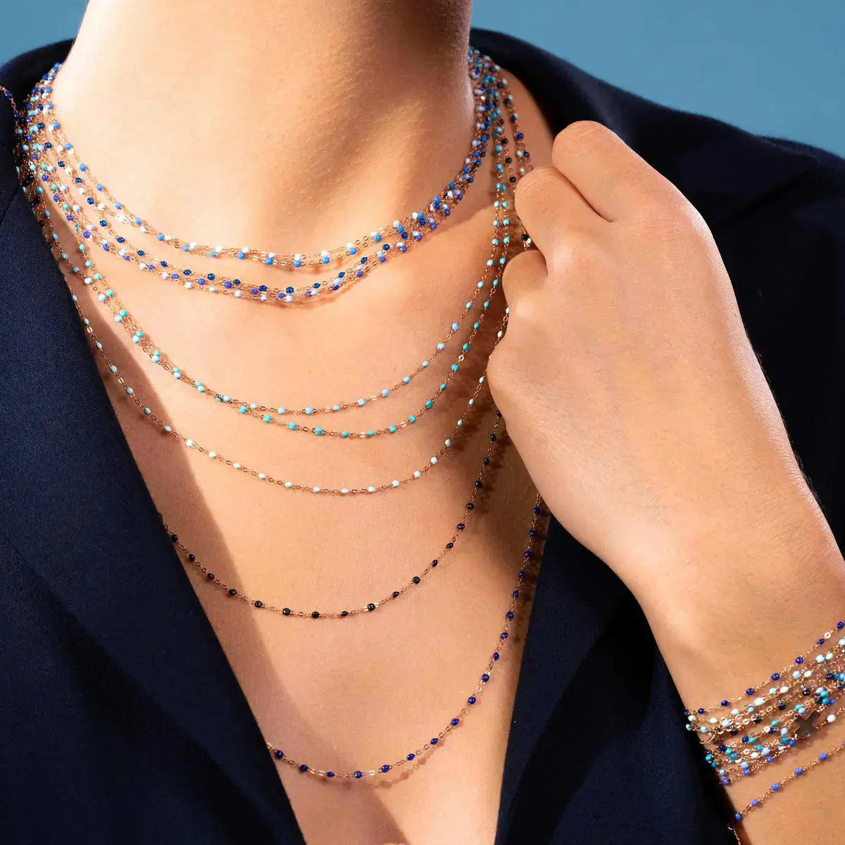Classic Gigi Lapis resin yellow gold necklace - Squash Blossom Vail