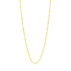 Stack you necklace layers with this versatile beaded chain! The Classic Gigi Necklace by gigi CLOZEAU features 18 carat yellow gold, and striking Baby Pink resin jewels for an everyday effortless appearance. Handcrafted in 18k yellow gold. The beads measure 1.50mm in diameter and is finished with a spring ring clasp. The length is 19.7 inches.
