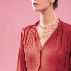 Classic Gigi Pink resin yellow gold necklace - Squash Blossom Vail