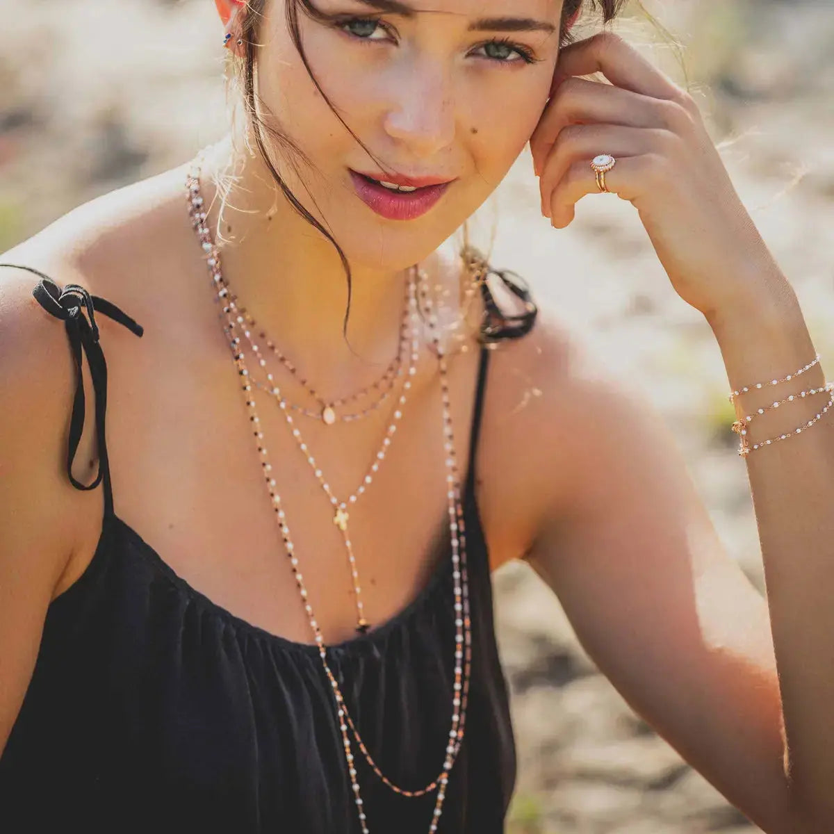Classic Gigi Silver resin yellow gold necklace - Squash Blossom Vail