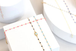 Classic Gigi Turquoise resin yellow gold anklet - Squash Blossom Vail