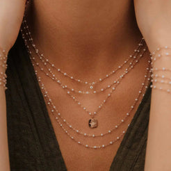Classic Gigi White resin yellow gold necklace - Squash Blossom Vail