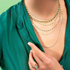 Classic Gigi Midnight resin yellow gold necklace - Squash Blossom Vail