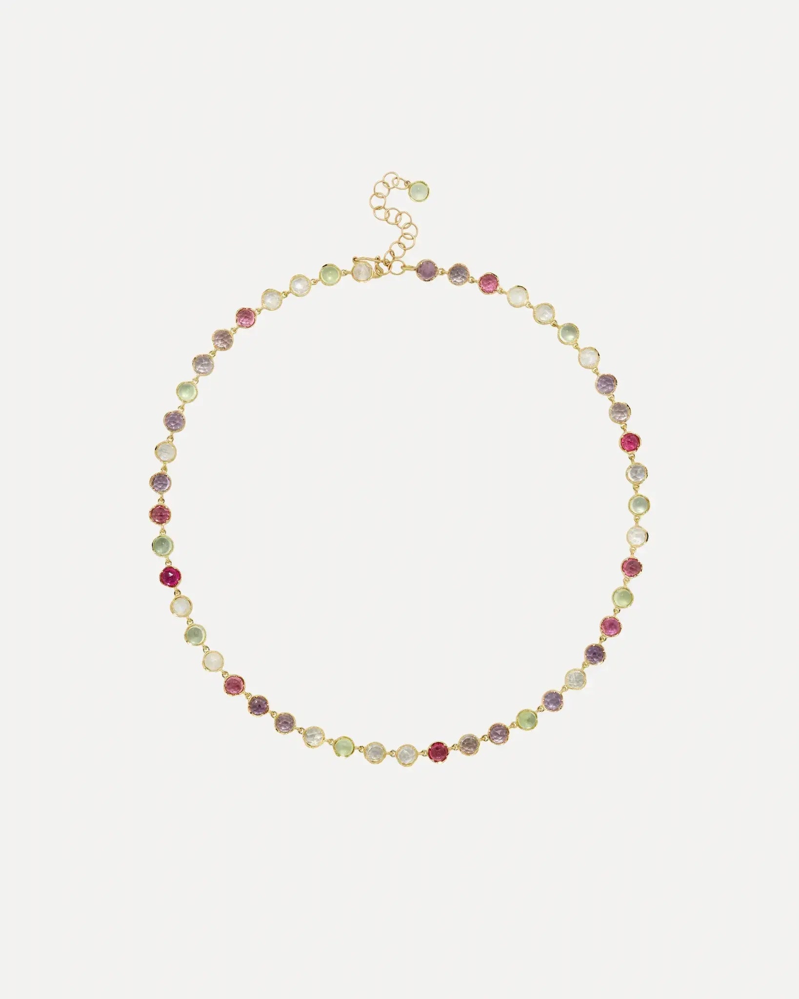 Classic Prehnite, Rose of France, Pink Tourmaline, and Rainbow Moonstone Necklace Classic Prehnite, Rose of France, Pink Tourmaline, and Rainbow Moonstone Necklace Irene Neuwirth Irene Neuwirth Default-Title Squash Blossom Vail