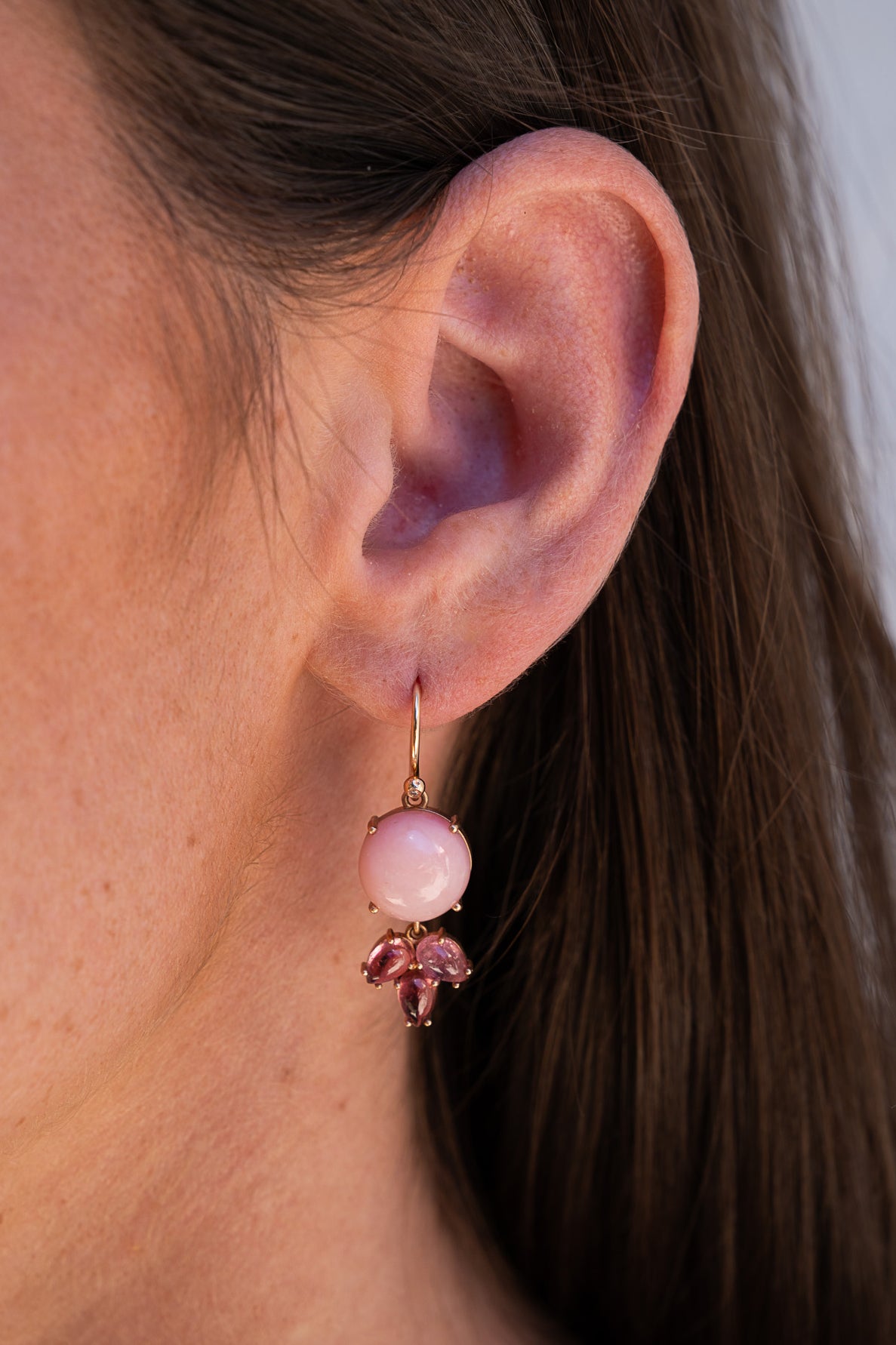 Classic Dew Drop Pink Opal and Pink Tourmaline Earrings Classic Dew Drop Pink Opal and Pink Tourmaline Earrings Irene Neuwirth