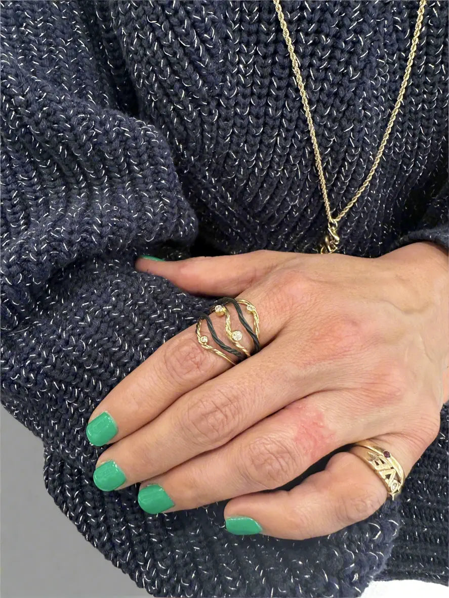Clover Three Wire Diamond Ring Clover Three Wire Diamond Ring Sarah Graham Sarah Graham  Squash Blossom Vail