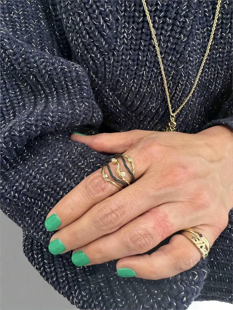 Clover Three Wire Diamond Ring Clover Three Wire Diamond Ring Sarah Graham Sarah Graham  Squash Blossom Vail