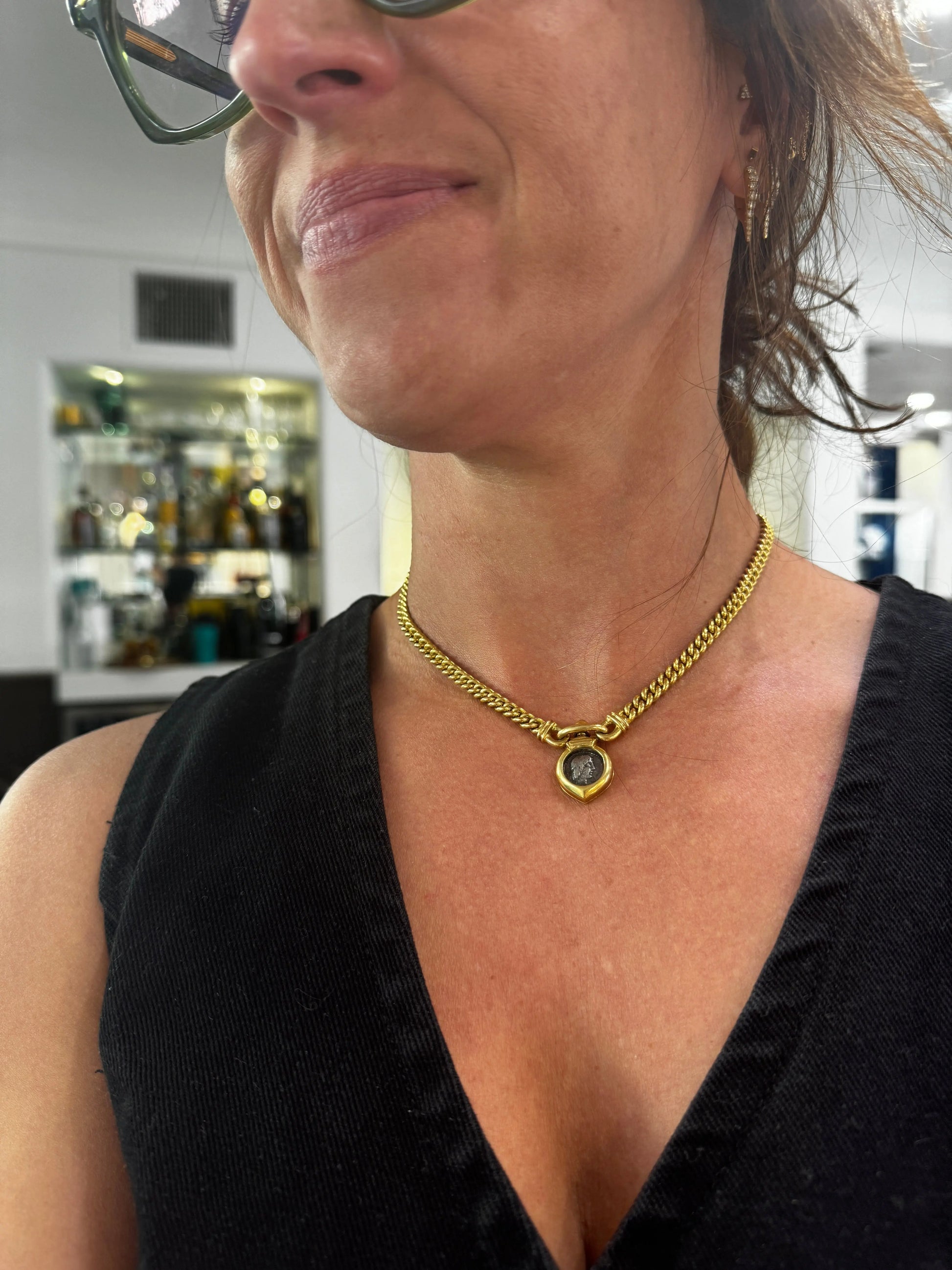 Coin Pendant and Chain Necklace Coin Pendant and Chain Necklace Vintage at the Squash Blossom Vintage at the Squash Blossom  Squash Blossom Vail
