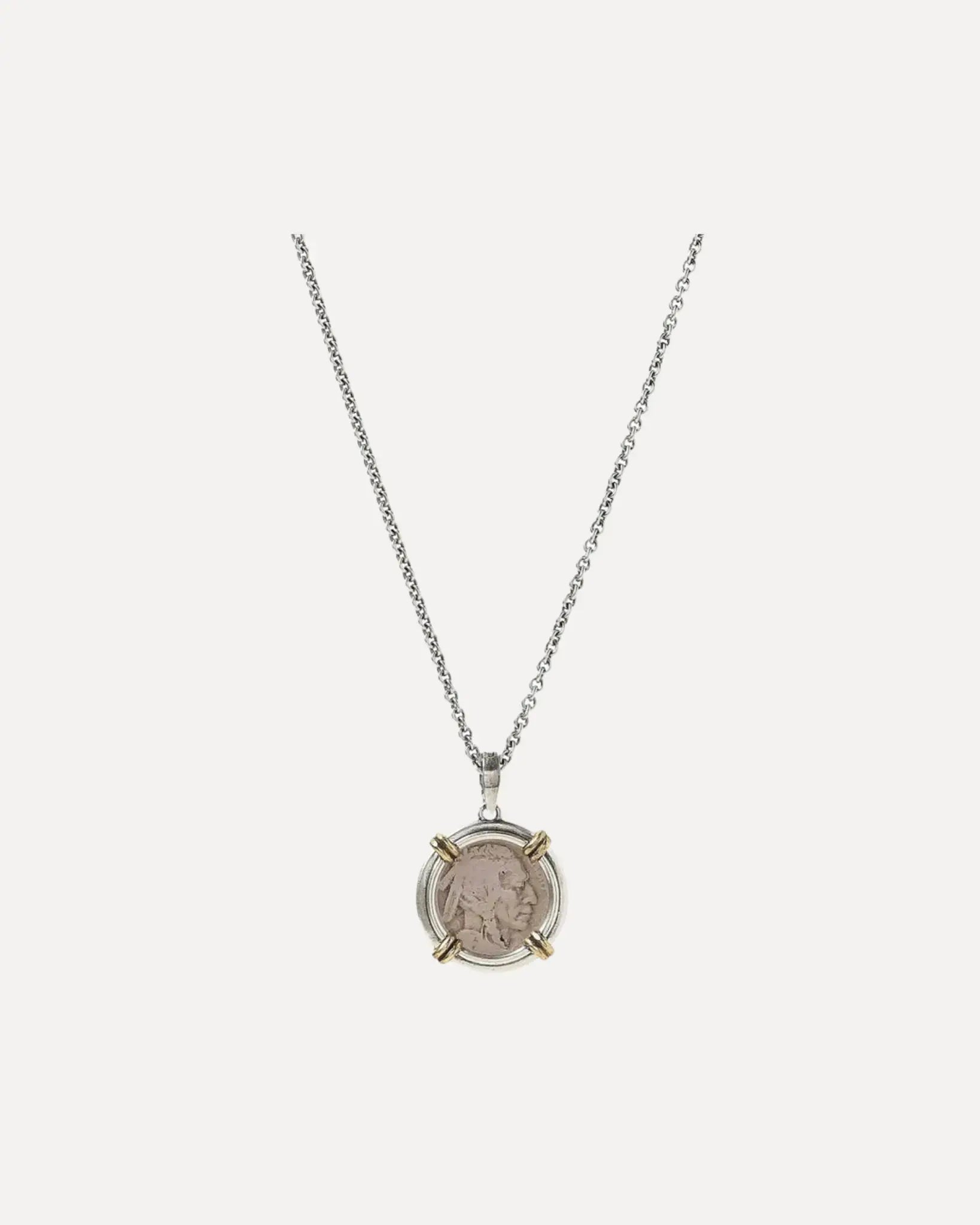 Coin Sterling Silver Pendant Necklace Coin Sterling Silver Pendant Necklace John Varvatos John Varvatos  Squash Blossom Vail