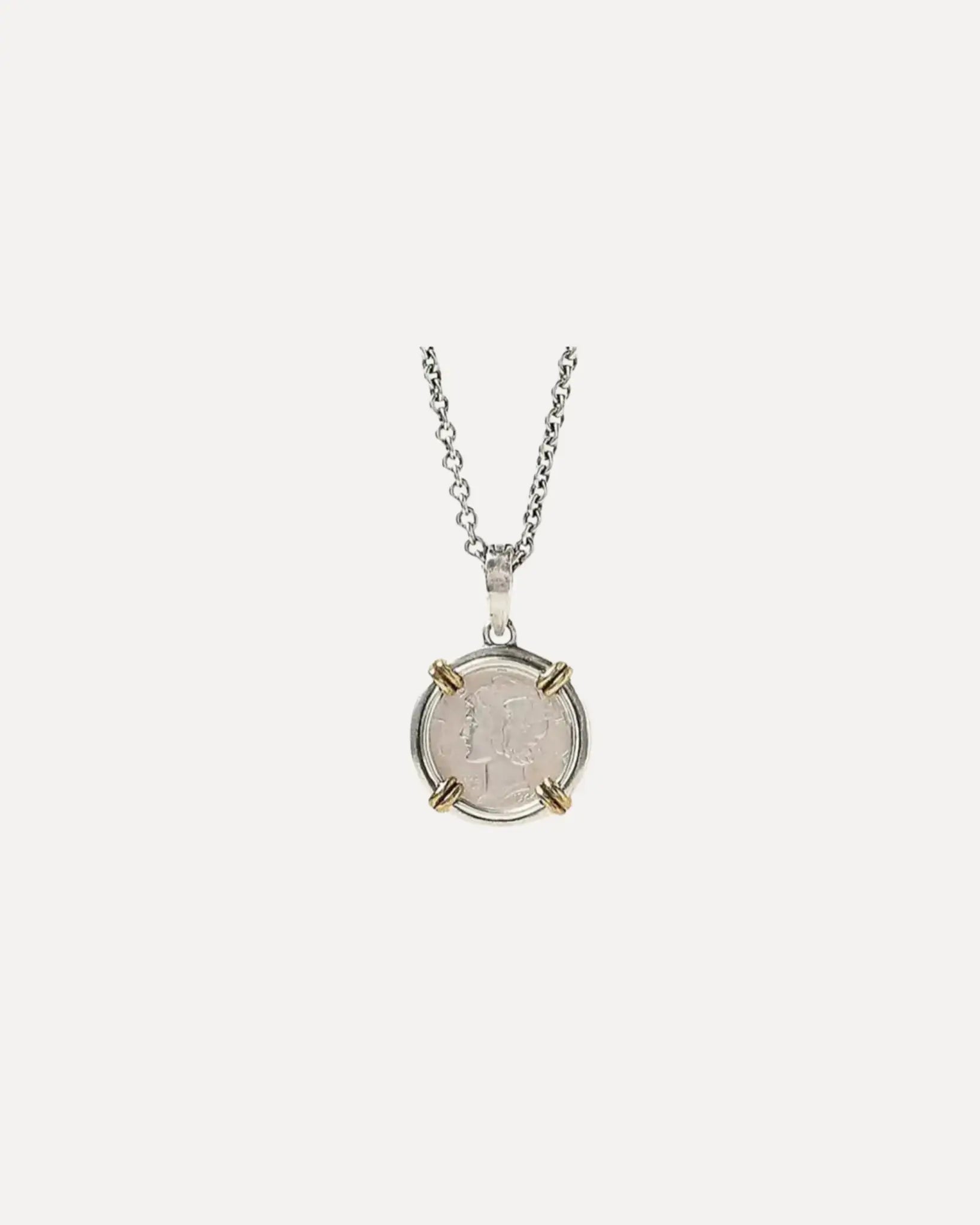 Coin Sterling Silver Pendant Necklace Coin Sterling Silver Pendant Necklace John Varvatos John Varvatos  Squash Blossom Vail