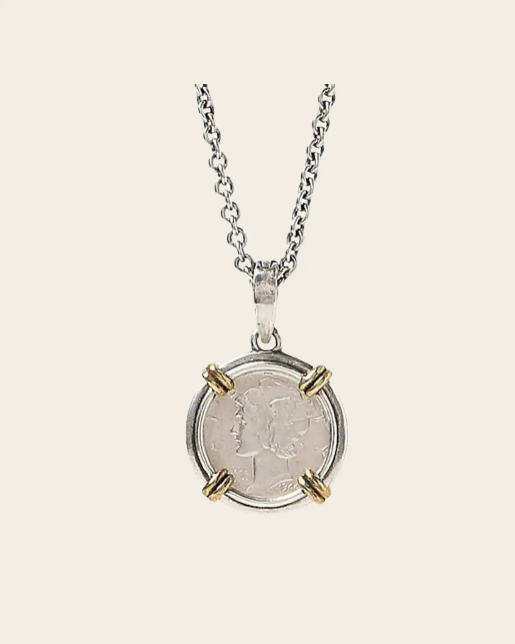 Coin Sterling Silver Pendant Necklace Coin Sterling Silver Pendant Necklace John Varvatos John Varvatos  Squash Blossom Vail