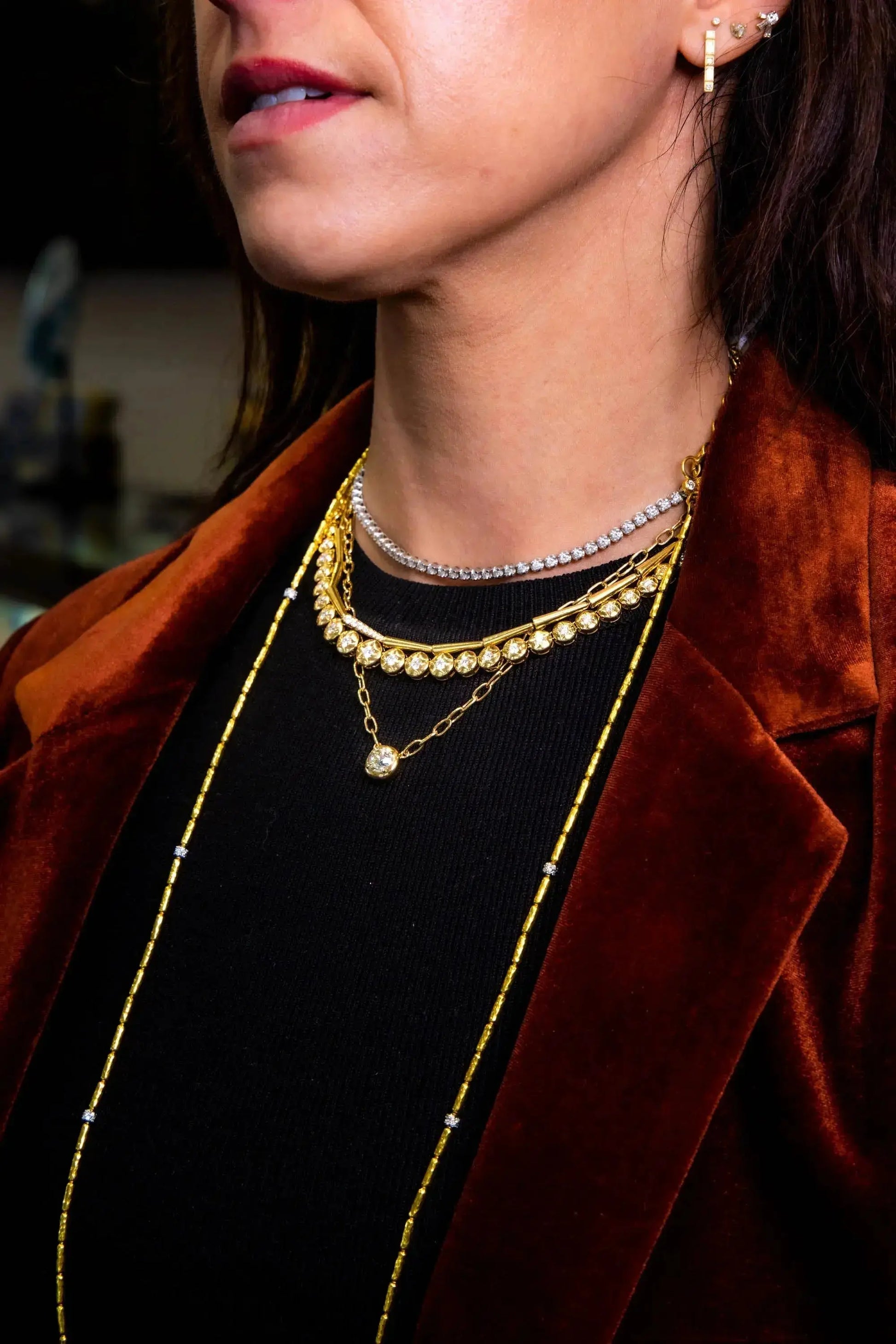 Cori Diamond Necklace Cori Diamond Necklace Single Stone Single Stone  Squash Blossom Vail