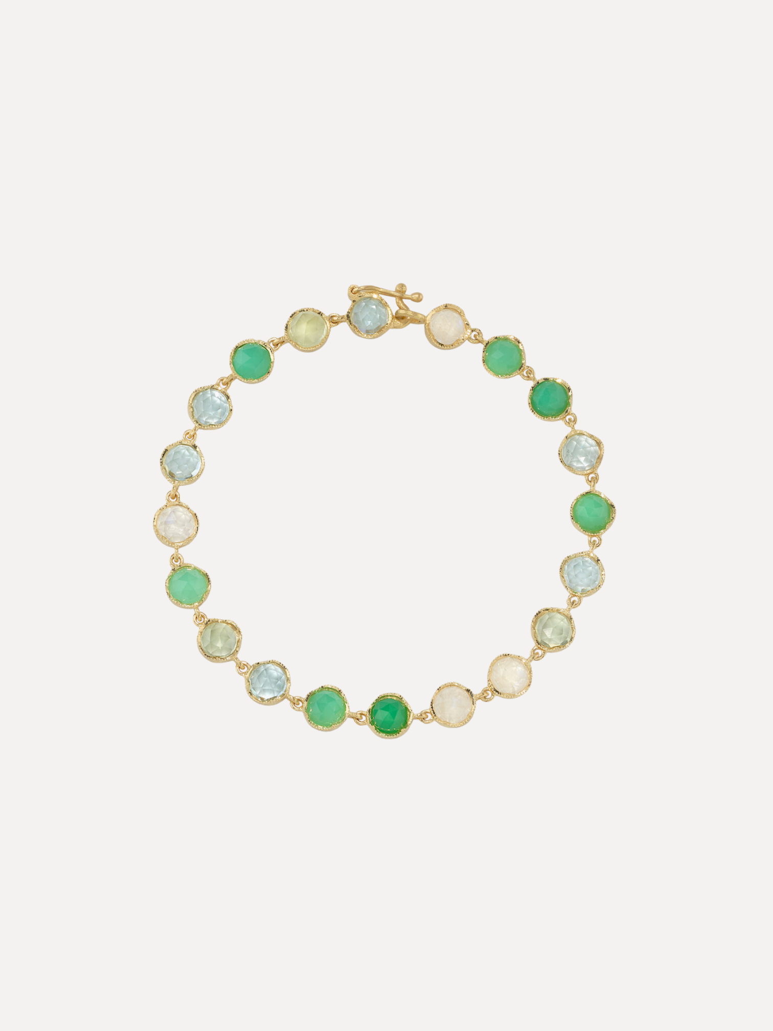 Classic aquamarine, chrysoprase, prehnite bracelet