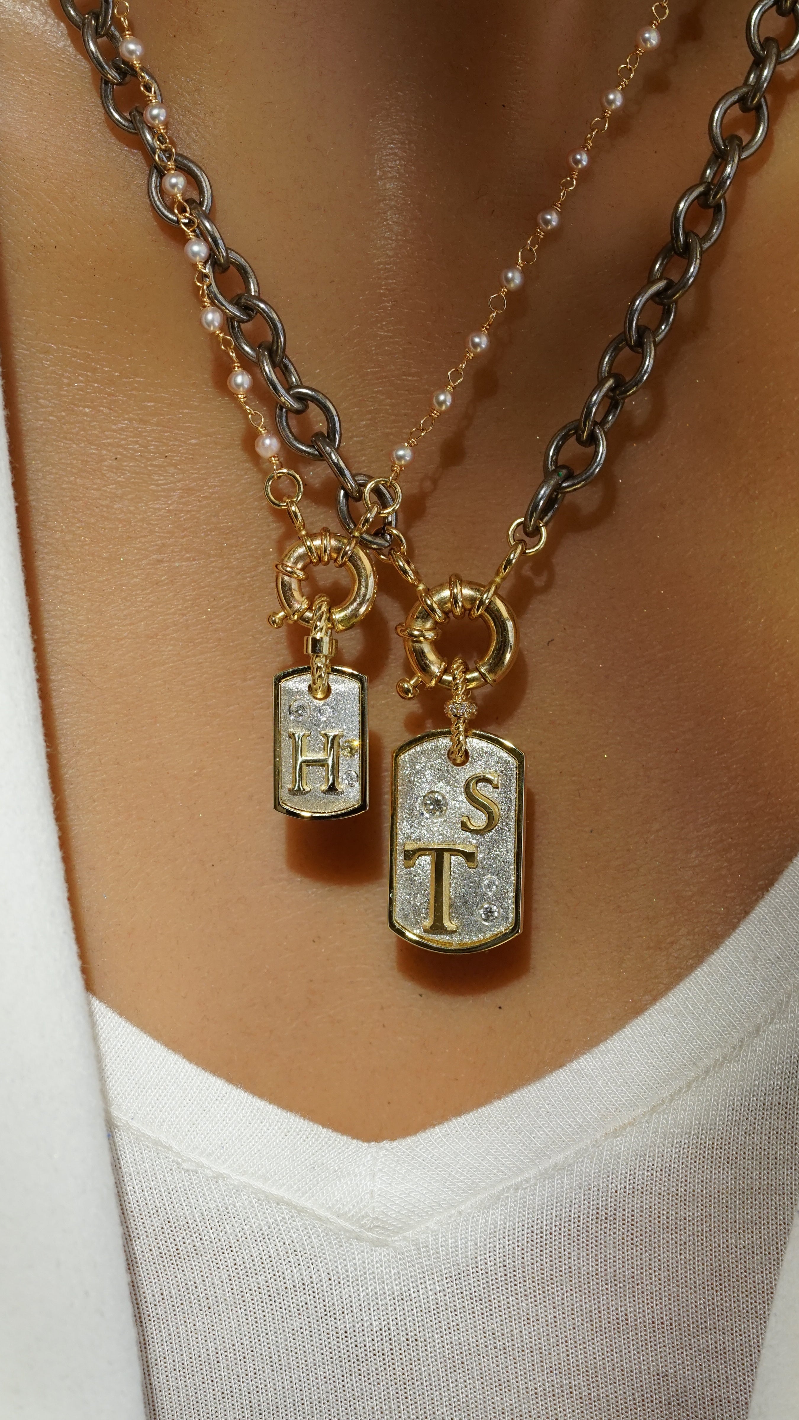 LARGE 22” SILVER BODY WITH GOLD CHARM HOLDER, CLASP LARGE 22” SILVER BODY WITH GOLD CHARM HOLDER, CLASP Miles McNeel Miles McNeel  Squash Blossom Vail