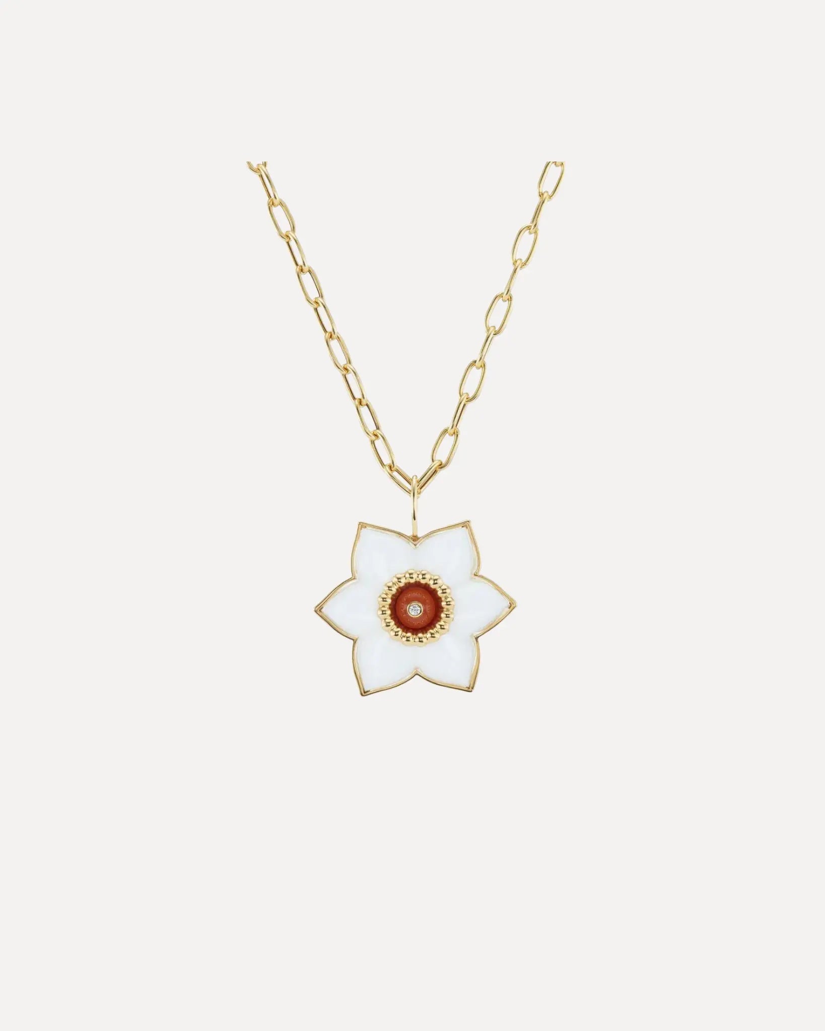 Daffodil Pendant with White Agate Daffodil Pendant with White Agate Brent Neale Brent Neale  Squash Blossom Vail