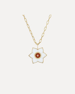 Daffodil Pendant with White Agate Daffodil Pendant with White Agate Brent Neale Brent Neale  Squash Blossom Vail