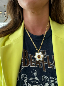 Daffodil Pendant with White Agate Daffodil Pendant with White Agate Brent Neale Brent Neale  Squash Blossom Vail