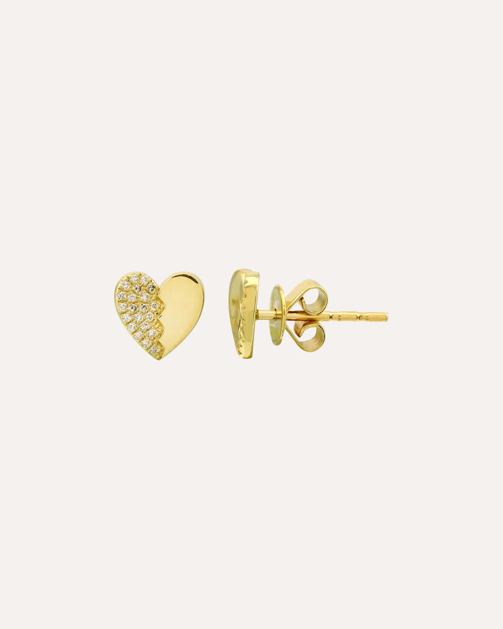 Diamond Half Pave Heart Studs Pair Diamond Half Pave Heart Studs Pair Squash Blossom Collection Squash Blossom Collection  Squash Blossom Vail
