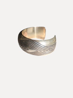 Diamond Pattern Hollow Silver Cuff stamped BIGHAND Diamond Pattern Hollow Silver Cuff stamped BIGHAND Native American Collection Native American Collection  Squash Blossom Vail